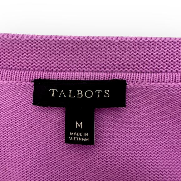 Talbots Women's Long Sleeve Curved Hem Button Down Cardigan M Purple Lavender - Picture 4 of 7